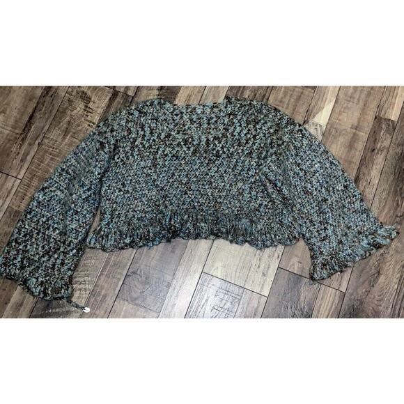 hand knit chunky boho y2k anthropologie style ruffle free people style crochet - Picture 1 of 5